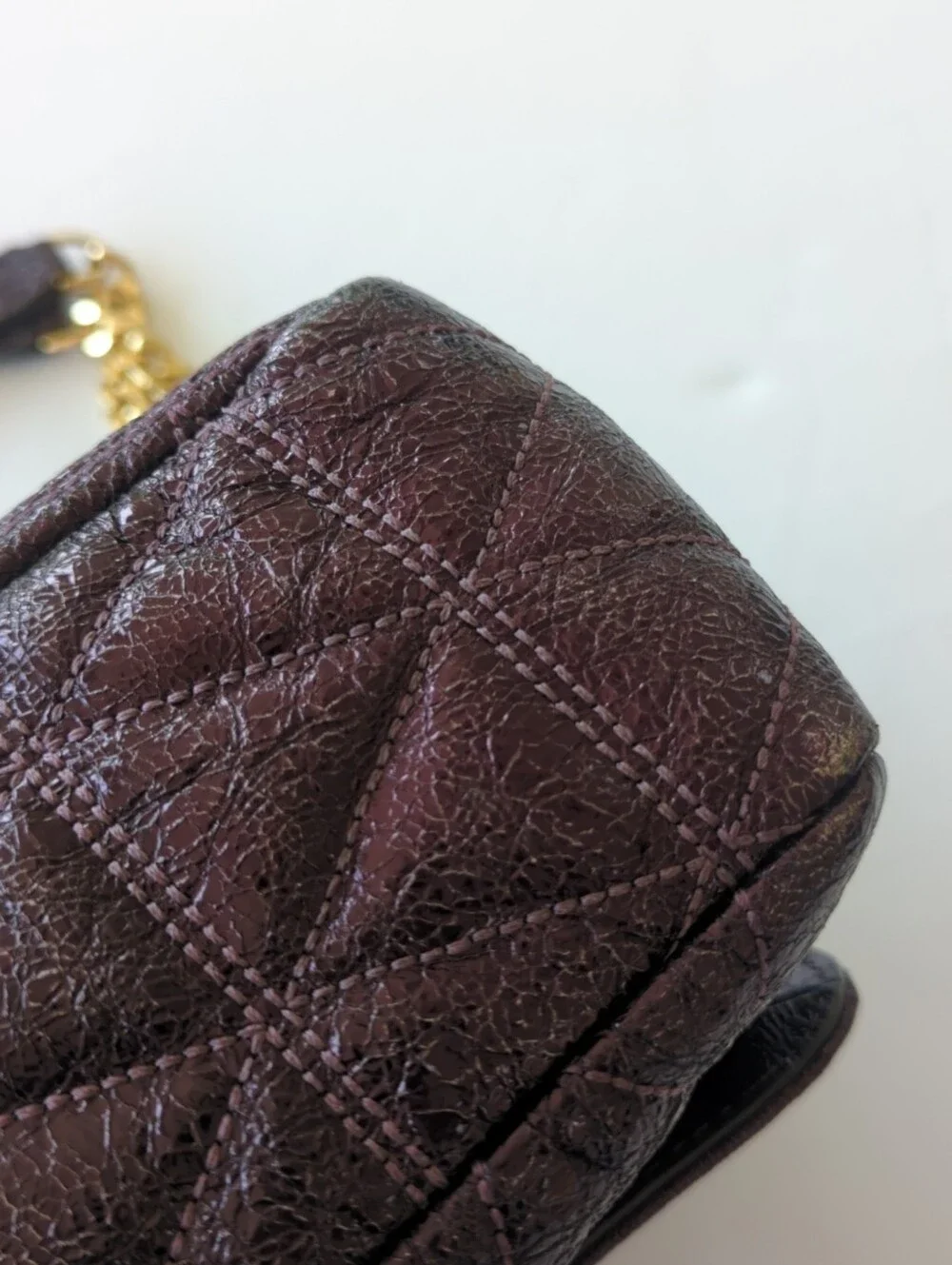 Michael Kors Sloan Dark Purple Shimmery Quilted Bag